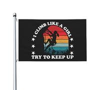Bandiera Mi Arrampico Come Una Ragazza, Cerco Di Tenere Il Passo Durevole Garden Flag Decorazioni Bandiere Pirata Per Parata Home Eventi 3X5Ft