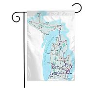 Bandiera Michigan Roads State Travel Usa Trip With Road Map Interstates Us Signs Symbols Bandiera Di Benvenuto Rinforzata Striscione All'Aperto, Per Feste Estive, Eventi, Feste Strada, 30x45cm