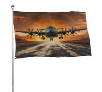 Bandiera militare che atterra sulle piste dell'aeronautica contro la bella bandiera DuSky, 61 x 88,9 cm, stampa su entrambi i lati, bandiera decorativa da giardino, non sbiadisce, con occhielli in