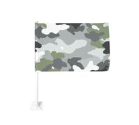 Bandiera militare mimetica verde grigia bianca auto clip finestra esterna 30x45 cm doppio lato decorazione auto