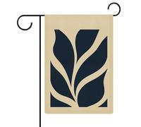 Bandiera minimalista astratta a forma di foglia, beige, da giardino, casa, cortile, esterno, festività stagionali, juta, doppia faccia, 30,5 x 45,7 cm
