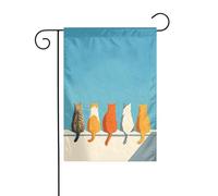 Bandiera minimalista da giardino con cinque gatti su una parete bianca, 30 x 45 cm, verticale su entrambi i lati, decorazione per casa colonica