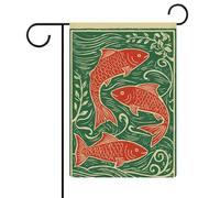 Bandiera minimalista da giardino con tre pesci rossi che nuotano, bandiera per esterni, per vacanze stagionali, in iuta, 30,5 x 45,7 cm