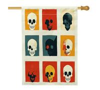 Bandiera moderna per Halloween, stile gotico, con scheletro, 71 x 101 cm, double-face, decorativa per esterni, motivo scozzese, retrò, divertente, con teschio, bandiera per la casa, vintage, per