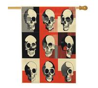 Bandiera moderna per Halloween, stile gotico, con scheletro, 71 x 101 cm, per esterni, motivo scozzese retrò divertente con teschio, bandiera verticale standard per la casa, stile vintage per cortile