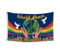 Bandiera mondiale della pace con colomba e, 150 x 90 cm, stampa fronte/retro, resistente ai raggi UV e a prova di filo, ideale per giardini, feste ed eventi sportivi