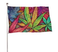 Bandiera multicolore con foglie e erbacce, 119,4 x 177,8 cm, stampa su entrambi i lati, bandiera decorativa da giardino, non sbiadisce, con occhielli in ottone, sfondo fotografico da appendere per