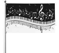 Bandiera Music Note Clef Sound Background Art Piano Cool Bandiera Pirata Rinforzata 2 Occhielli Metallici Striscione All'Aperto, Per Balcone, Giardino, Eventi, 90x150cm