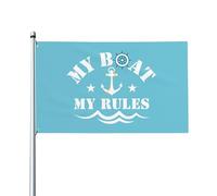 Bandiera "My Boat, My Rules" 3x5 - Divertente cartello da giardino per esterni con due occhielli