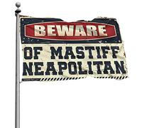 Bandiera napoletana da uomo con scritta "Beware Of Mastiff" per uomo, grotta, supporto per bandiera da giardino (152 x 244 cm)