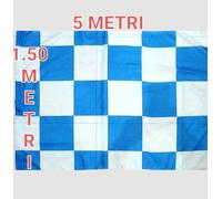 BANDIERA NAPOLI SCACCHI BIANCO AZZURO STRISCIONE 5MT X 1.50 BANDIERONE SCUDETTO