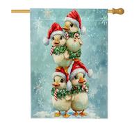 Bandiera natalizia a forma di anatra, 71,1 x 101,6 cm, double-face, decorativa per esterni, divertente motivo natalizio ad acquerello, bandiera per la casa, con animali per esterni, cortile, prato