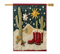 Bandiera natalizia a forma di cactus occidentale, 71 x 101 cm, double-face, decorativa per esterni, con ricamo a sud-ovest di Natale, bandiera per la casa, per vacanze e capodanno all'aperto, piccola