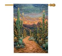 Bandiera natalizia a forma di cactus occidentale, 71 x 101 cm, double-face, decorativa per esterni, decorazione per il deserto del sud-ovest di Natale, bandiera per la casa, per vacanze e capodanno