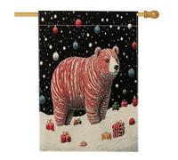 Bandiera natalizia a forma di orso per casa, 71 x 101 cm, double-face, decorativa per esterni, divertente motivo animale, per cortile, casa, vacanze, fauna selvatica, all'aperto, piccola bandiera per