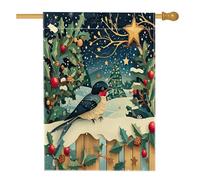 Bandiera natalizia a forma di rondini, 71,1 x 101,6 cm, double-face, decorativa per esterni, con foresta innevata, per cortile, casa, giardino, giardino, giardino, giardino