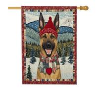 Bandiera natalizia belga Malinois per la casa del cane, 71 x 101 cm, per esterni, patchwork di Natale, bandiera verticale standard per la casa, decorazione per esterni