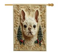 Bandiera natalizia Boston Terrier per la casa del cane, 71,1 x 101,6 cm, double face, decorativa per esterni, divertente bandiera natalizia di lusso per cortile, casa, cortile, prato, bandiera per