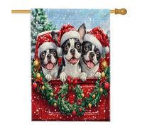 Bandiera natalizia Boston Terrier per la casa del cane, 71,1 x 101,6 cm, double-face, decorativa per esterni, divertente, per camion, cortile, casa, cortile, giardino, giardino, giardino, casa