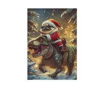 Bandiera natalizia con Babbo Natale e carlino che cavalca un dinosauro Rex, bandiera da giardino con stampa su entrambi i lati, piccola decorazione stagionale per esterni, patio, prato, fattoria