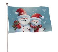 Bandiera natalizia con Babbo Natale e pupazzo di neve, 152,4 x 243,8 cm, stampa su entrambi i lati, bandiera decorativa da giardino, non sbiadisce, con occhielli in ottone da appendere, sfondo