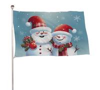 Bandiera natalizia con Babbo Natale e pupazzo di neve, 61 x 88,9 cm, stampa su entrambi i lati, bandiera decorativa da giardino, non sbiadisce, con occhielli in ottone da appendere, sfondo fotografico