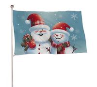 Bandiera natalizia con Babbo Natale e pupazzo di neve, 89 x 150 cm, stampa su entrambi i lati, bandiera decorativa da giardino, non sbiadisce, con occhielli in ottone da appendere, sfondo fotografico