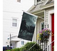 Bandiera natalizia con carrozza fantasma di Halloween, notte lunare, 3 x 5 - Bandiere da giardino di Natale per esterni su entrambi i lati, bandiere da giardino autunnali per esterni bandiere