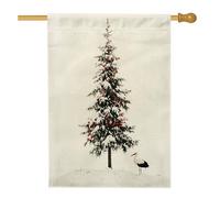Bandiera natalizia con cicogne per uccelli, 71,1 x 101,6 cm, double face, decorativa per esterni, divertente bandiera per albero di Natale, bacche per cortile, giardino, casa, inverno, esterno, motivo