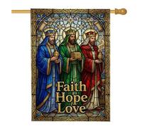 Bandiera natalizia con citazione religiosa di Three Wise Men, 71 x 101 cm | Design con tre uomini saggi, bandiera da cortile, stile vetro colorato, tema religioso, citazione ispiratrice