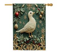 Bandiera natalizia con gabbiano per la casa degli uccelli, 71 x 101 cm, per esterni, novità di lusso natalizia standard verticale in lino, decorazione invernale per cortile anteriore e cortile