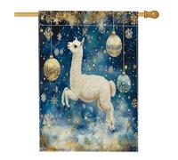Bandiera natalizia con lama e alpaca 71,1 x 101,6 cm, double-face, decorativa per esterni, con fiocchi di neve di lusso, bandiera in lino per la casa, motivo animali per esterni, cortile, prato