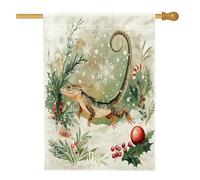 Bandiera natalizia con lucertola, 71,1 x 101,6 cm, double-face, decorativa per esterni, simpatica scena natalizia innevata, per cortile, casa, cortile, giardino, giardino, giardino, giardino, giardino