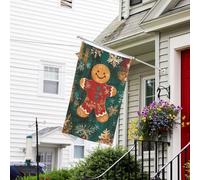 Bandiera natalizia con omino di pan di zenzero, 7,6 x 12,7 cm, bandiere da giardino natalizie per esterni, a doppio lato, bandiere da giardino autunnali per esterni, bandiere decorative natalizie da