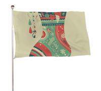 Bandiera natalizia con renna, 88,9 x 149,9 cm, per esterni, a doppia faccia, da giardino, bandierine di benvenuto, decorazione per cortile, portico, prato