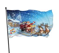 Bandiera natalizia con renna Babbo Natale 0,9 x 1,5 m banner decorativo esterno appeso bandiera standard per cortile giardino prato vacanze