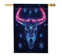Bandiera natalizia con teschio di mucca occidentale, 71 x 101 cm, per esterni, bandiera verticale per la casa invernale di Natale sud-ovest standard, in lino, per vacanze, Capodanno, cortile, cortile