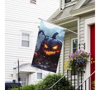 Bandiera natalizia con zucca di Halloween, mostro D, 3 x 5, bandiere da giardino di Natale per esterni, su entrambi i lati, bandiere da giardino autunnali per esterni, bandiere decorative natalizie da