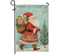 Bandiera natalizia da giardino con Babbo Natale, bandiera rossa per le vacanze, bandiera da giardino su entrambi i lati per esterni per la stagione invernale, decorazione natalizia per prato 30,5 x