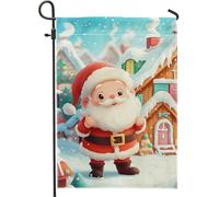 Bandiera natalizia da giardino con Babbo Natale, bandiera rossa per le vacanze, decorazione per esterni, bandiera da cortile in iuta su entrambi i lati, per la stagione invernale, decorazione