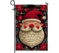 Bandiera natalizia da giardino con Babbo Natale, bandiera rossa per le vacanze, striscione in iuta su entrambi i lati per la decorazione del prato esterno, decorazione per la casa stagionale 30,5 x