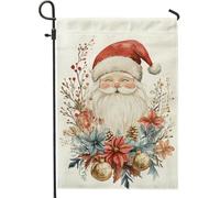 Bandiera natalizia da giardino con Babbo Natale, bandiere rosse decorative per le vacanze, bandiera da giardino su entrambi i lati per esterni in iuta per feste invernali, cartello natalizio per