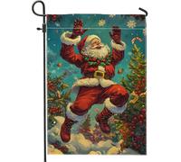 Bandiera natalizia da giardino con Babbo Natale, bandiere rosse decorative per le vacanze, bandiera da giardino su entrambi i lati per esterni per feste invernali, decorazione natalizia per patio