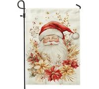 Bandiera natalizia da giardino con Babbo Natale, bandiere rosse decorative per le vacanze, bandiera da giardino su entrambi i lati per esterni per feste invernali, cartello natalizio per esterni