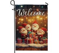 Bandiera natalizia da giardino con Babbo Natale, bandiere rosse decorative per le vacanze, estetica su entrambi i lati, per esterni, per feste invernali, cartello natalizio per esterni, patio, prato
