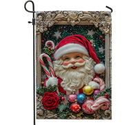 Bandiera natalizia da giardino con Babbo Natale, bandiere rosse e bianche per le vacanze, bandiera da giardino su entrambi i lati per esterni per feste invernali, cartello natalizio per esterni