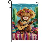 Bandiera natalizia da giardino con mucca delle Highlands, striscione decorativo per la casa, decorazione per la casa a doppio lato, per feste primaverili ed estive, graziosa decorazione per esterni