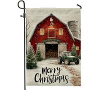 Bandiera natalizia da giardino con scena innevata, striscione decorativo per la casa, in iuta su entrambi i lati, decorazione per esterni, 30,5 x 45,7 cm