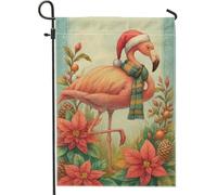 Bandiera natalizia da giardino con uccelli tropicali, pesca tropicale con stelle di Natale, striscione decorativo per la casa, bandiera da giardino in iuta su entrambi i lati, decorazione per esterni
