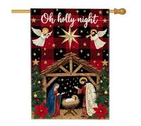 Bandiera natalizia da giardino della notte santa, a scacchi di bufalo rosso, decorazione per esterni, decorazione per esterni, bandiera in iuta su entrambi i lati, decorazione per le vacanze, 71 x 101